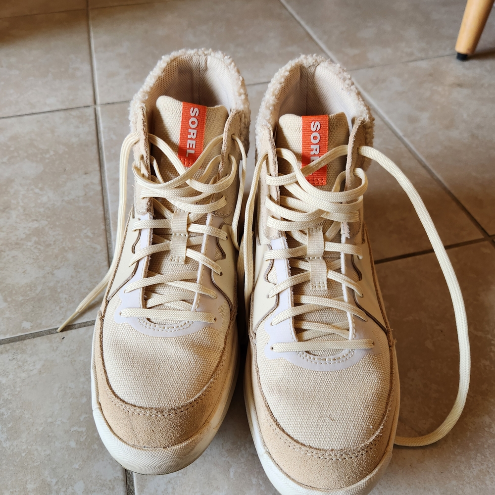 Sorel Tan High-Top Sneakers with Cozy Lining